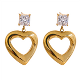 Arida Heart Drop Earrings – Hollow Design, Hypoallergenic & Stylish | Huna Jewelry