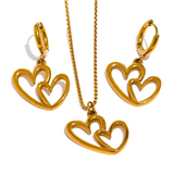 Viviana Entwined Hearts – Hollow Heart Earrings & Necklace Set | Huna Jewelry
