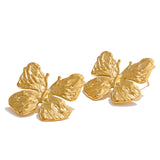 Ivy Butterfly Stud Earrings – Textured & Waterproof Design | Huna Jewelry