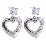 Arida Heart Drop Earrings – Hollow Design, Hypoallergenic & Stylish | Huna Jewelry