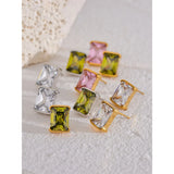 Finn Colored Rectangle Stud Earrings – Bold & Modern Style | Huna Jewelry