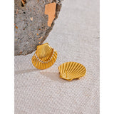 Delaney Shell Stud Earrings – Dainty Waterproof Earrings with Sparkle | Huna Jewelry