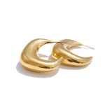 Mia Chunky C-Shape Huggie Earrings – Minimalist Stainless Steel | Huna Jewelry