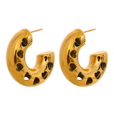 Annalise 30mm C-Shape Heart Earrings – Waterproof, Modern & Chic | Huna Jewelry
