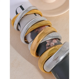 Noor Two-Tone Tangled Bracelet – Thick & Elastic Stainless Steel Bangle | Huna Jewelry