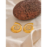 Jemma Shell Stud Earrings – Large Gold Design with Mini Pearls | Huna Jewelry