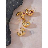Colette Chunky Gold Curve Earrings – Bold & Sparkling | Huna Jewelry
