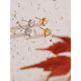 Mavis Round Cubic Zirconia Stud Earrings – Minimalist & Elegant | Huna Jewelry