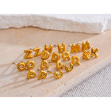 Charlie A-Z Initial Stud Earrings – Minimalist & Tarnish-Resistant | Huna Jewelry