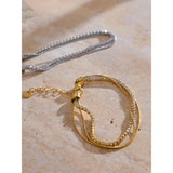Lina  Shiny CZ Layered Chain Bracelet – Waterproof Sparkling Jewelry | Huna Jewelry