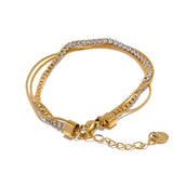 Lina  Shiny CZ Layered Chain Bracelet – Waterproof Sparkling Jewelry | Huna Jewelry