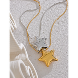 Starlight Stainless Steel Pendant Necklace – Celestial Elegance | Huna Jewelry