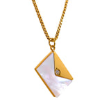 Alice Envelope Pendant – Chic Box Necklace with Natural Shell | Huna Jewelry