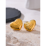 Vienna Heart Swirl Earrings – Bold & Rust-Proof Gold Jewelry | Huna Jewelry