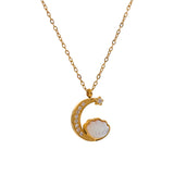 Amalia Crescent Moon Shell Pendant Necklace – Elegant & Unique | Huna Jewelry