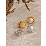 Izzie Pearl Flower Stud Earrings – Elegant Round Design | Huna Jewelry