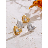 Chiara Heart Stud Earrings – Waterproof & Trendy Jewelry | Huna Jewelry