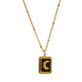 Skylar Moon Pendant Necklace – Waterproof Rectangle Charm Jewelry | Huna Jewelry