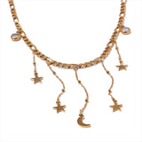 Sloane Star & Moon Drop Pendant – Dainty Link Chain Necklace | Huna Jewelry