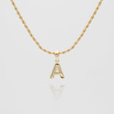 Mini Bubble Initial Necklace – 18K Gold-Plated Personalized Charm | Huna Jewelry