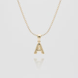 Mini Bubble Initial Necklace – 18K Gold-Plated Personalized Charm | Huna Jewelry