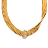Stevie Snake Chain Necklace – Sleek & Sparkling Jewelry | Huna Jewelry