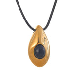 Suki Long Leather Necklace – Water Drop Pendant Statement Jewelry | Huna Jewelry