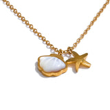 Summer Starfish & Shell Pendant Necklace – Dainty Beach Jewelry | Huna Jewelry
