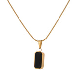 Talia Rectangle Pendant Necklace – Sleek Black & White Minimalist Jewelry | Huna Jewelry