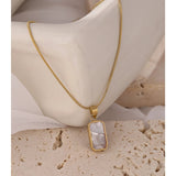 Talia Rectangle Pendant Necklace – Sleek Black & White Minimalist Jewelry | Huna Jewelry