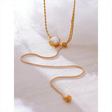 Tallulah Pearl Y Necklace – Delicate & Elegant Charm Jewelry | Huna Jewelry