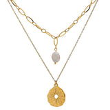 Taryn Star & Pearl Pendant Necklace – Layered Chain Statement Jewelry | Huna Jewelry