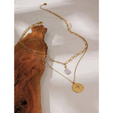 Taryn Star & Pearl Pendant Necklace – Layered Chain Statement Jewelry | Huna Jewelry