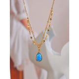 Tatum Blue Waterdrop Pendant Necklace – Dainty & Minimalist Jewelry | Huna Jewelry