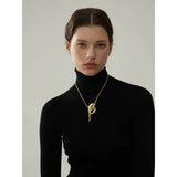 Theodora Textured Pendant Necklace – Sleek Chain & Waterproof Design | Huna Jewelry
