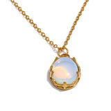 Tinsley Round Stone Pendant Necklace – Dainty & Waterproof Jewelry | Huna Jewelry