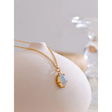 Tinsley Round Stone Pendant Necklace – Dainty & Waterproof Jewelry | Huna Jewelry