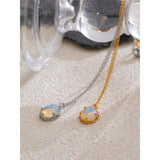 Tinsley Round Stone Pendant Necklace – Dainty & Waterproof Jewelry | Huna Jewelry