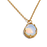 Tinsley Round Stone Pendant Necklace – Dainty & Waterproof Jewelry | Huna Jewelry