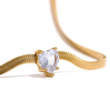 Toni Heart Pendant Necklace – Snake Chain, Gold & Tarnish-Free | Huna Jewelry