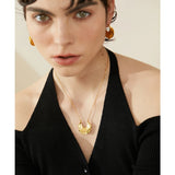 Tucker Crescent Pendant Necklace – Textured Gold, Waterproof Jewelry | Huna Jewelry