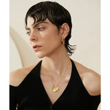 Tucker Crescent Pendant Necklace – Textured Gold, Waterproof Jewelry | Huna Jewelry