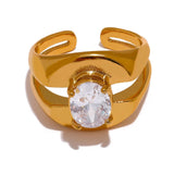 Tyra Wide Band Ring – Bling Cubic Zirconia Geometric Jewelry | Huna Jewelry