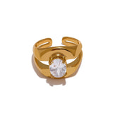 Tyra Wide Band Ring – Bling Cubic Zirconia Geometric Jewelry | Huna Jewelry