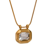 Youra Square Pendant Necklace – Sparkling with Colorful Zirconia Stones | Huna Jewelry