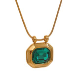 Youra Square Pendant Necklace – Sparkling with Colorful Zirconia Stones | Huna Jewelry