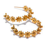 Brooklyn Flower Hoop Earrings – Waterproof, Trendy & Elegant Design | Huna Jewelry