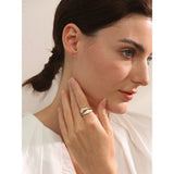 Ulyssa White Enamel Ring – Irregular 3-Layer Waterproof Cuff | Huna Jewelry