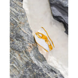 Ulyssa White Enamel Ring – Irregular 3-Layer Waterproof Cuff | Huna Jewelry
