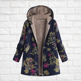 Women's Hooded Fleece Winter Jacket - Stylish Printed Design for Warmth & Comfort in Cold Weather